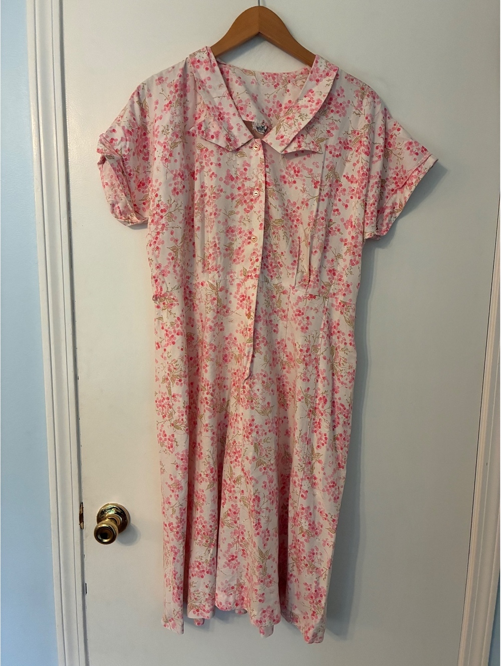 Vintage Better Half Pink Floral Midi Dress Estimated XL Cottagecore